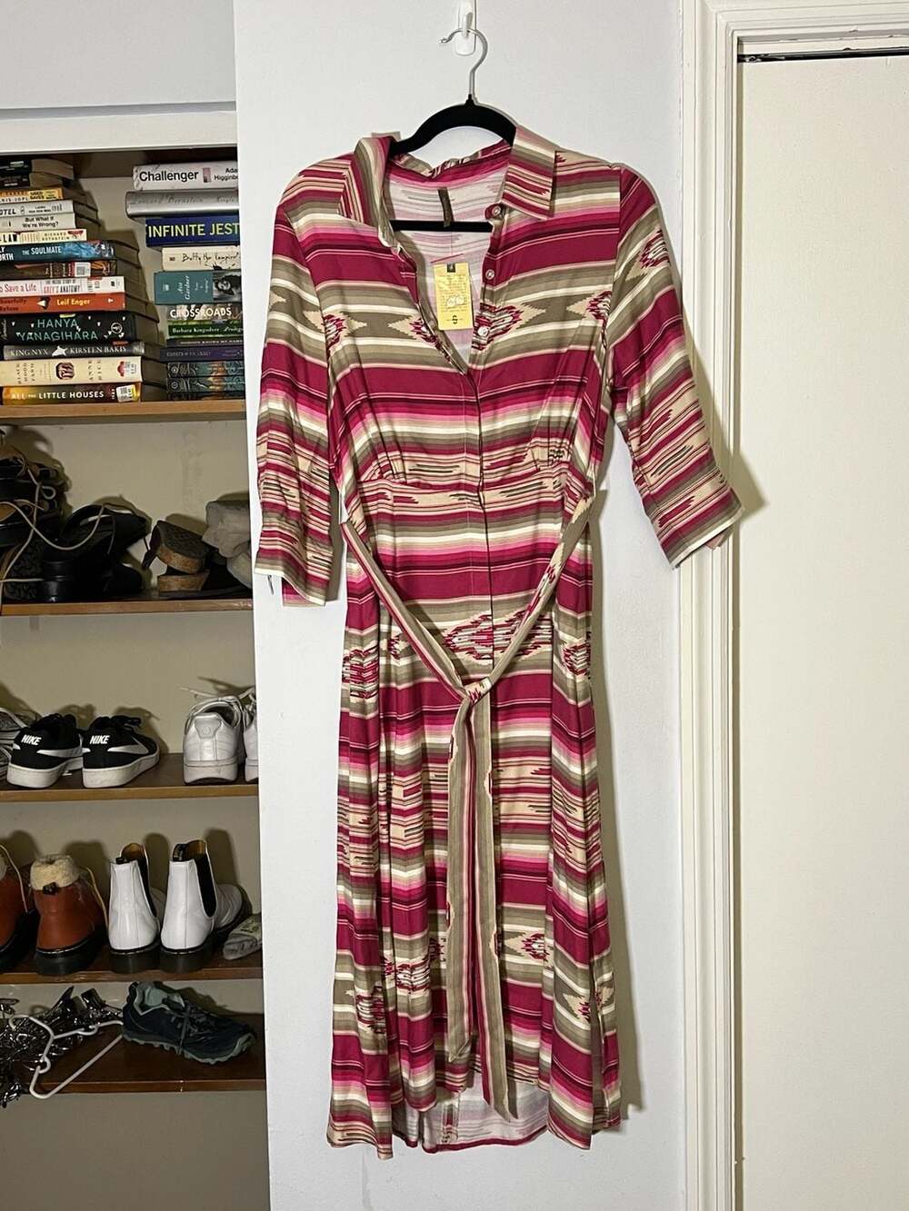 Stetson Ladies Size S Striped Southwestern Print Rayon Shirt Dress